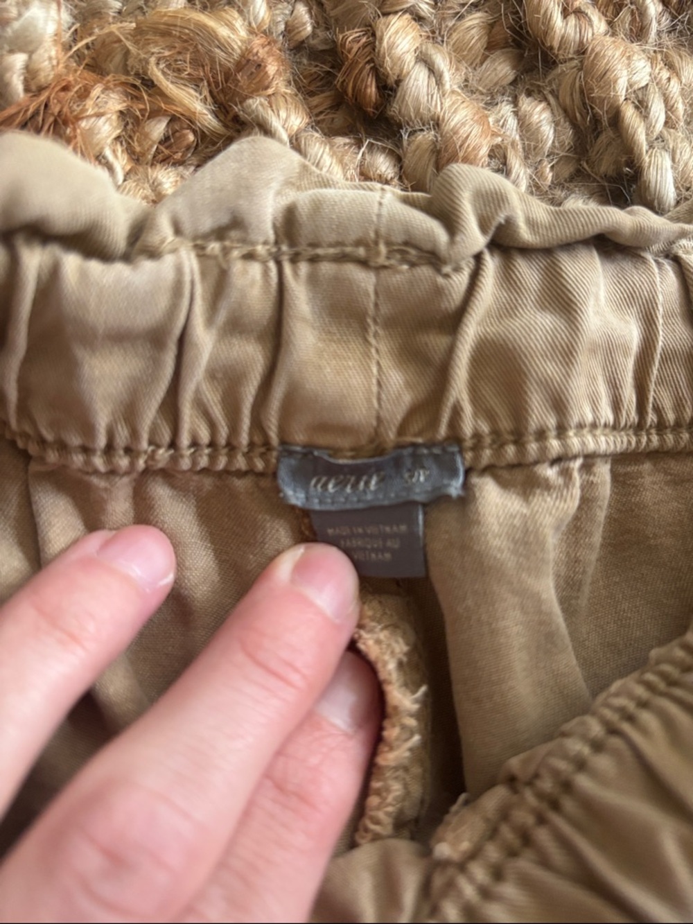 Neutral Drawstring Utility Pants - Picture 2 of 3